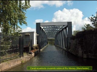 Canal acueducto cruzando sobre el Río Mersey (Manchester) 