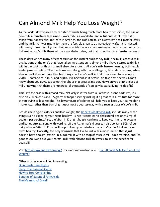 Can almond milk help you lose weight