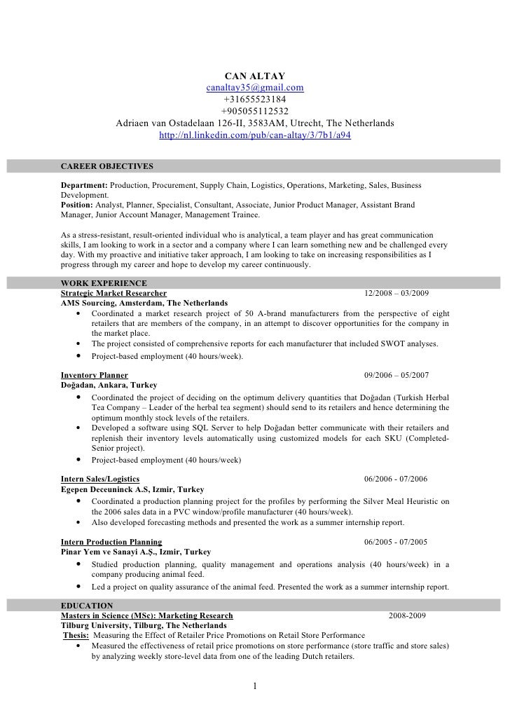can altay cv summer internship cv