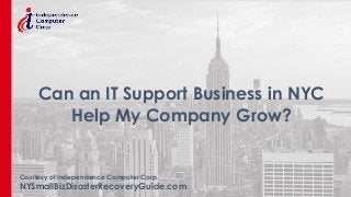 Courtesy of Independence Computer Corp.
NYSmallBizDisasterRecoveryGuide.com
Can an IT Support Business in NYC
Help My Company Grow?
 