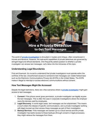 Text Message Interceptor Can a Private Detective Get Text Messages | PDF
