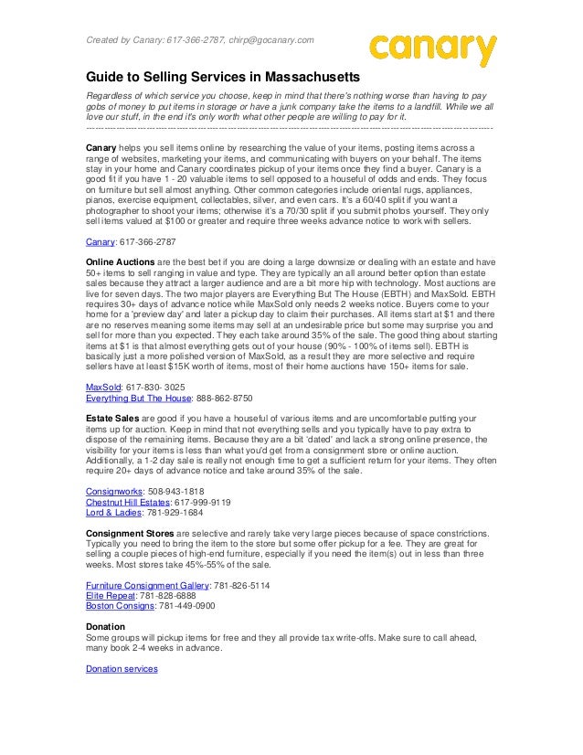 Canary S Guide To Local Selling Services