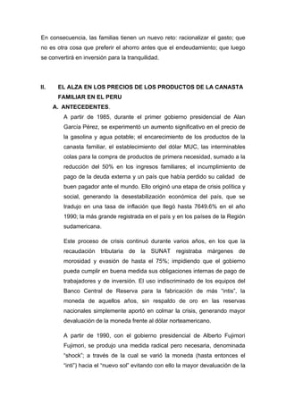 Canasta Familiar En El Perú Mejorado