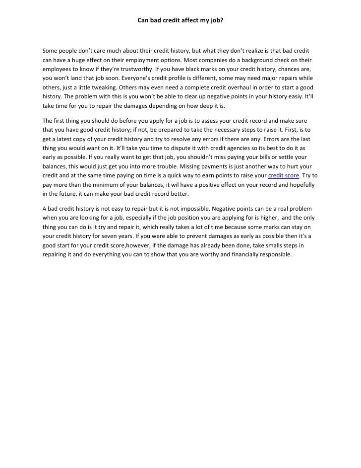 Can bad credit affect my job