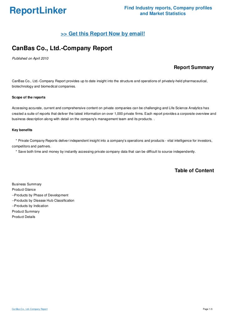 CanBas Co., Ltd.-Company Report