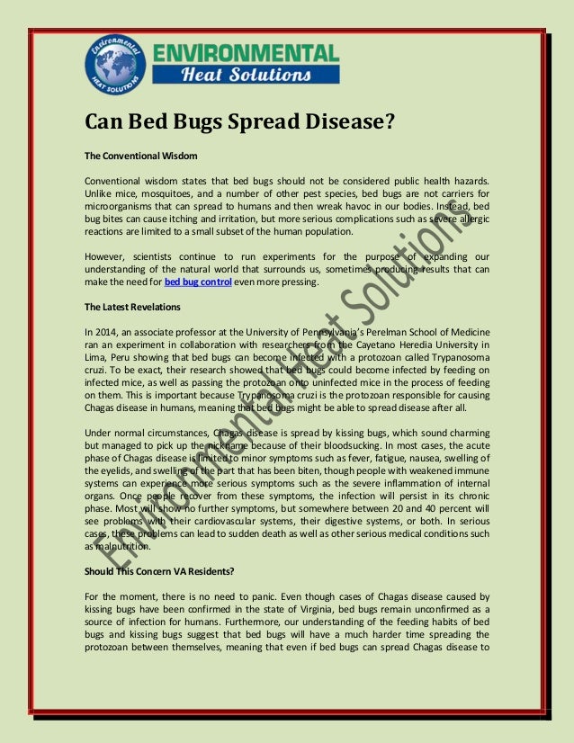 Can bed bugs spread disease