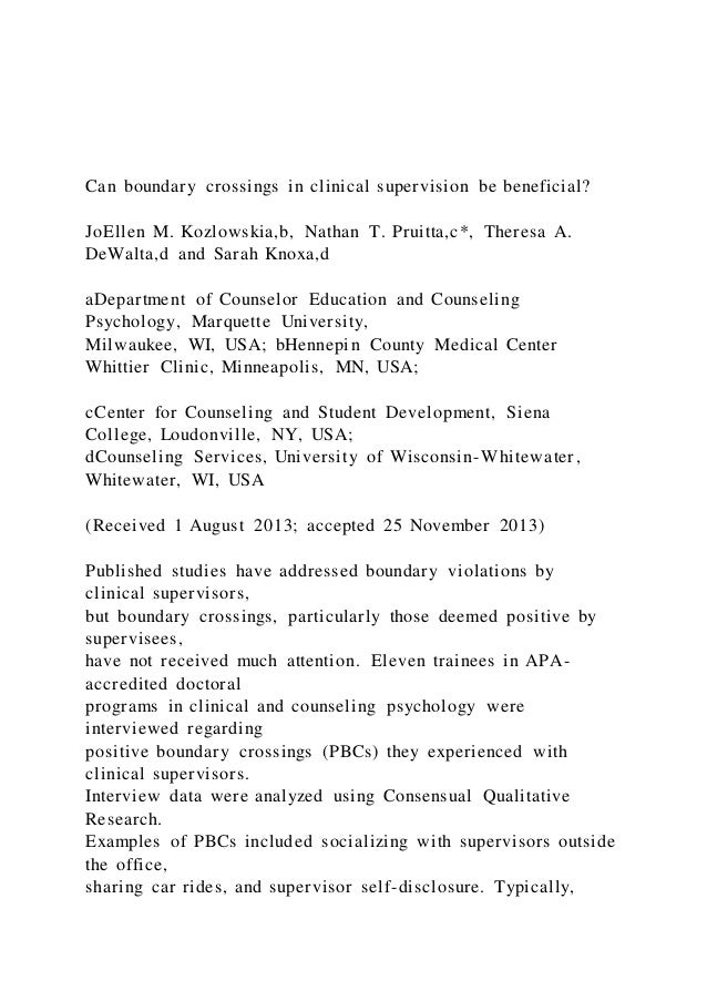 Can boundary crossings in clinical supervision be beneficial 2 can boundary crossings in clinical supervision be beneficial 1 638