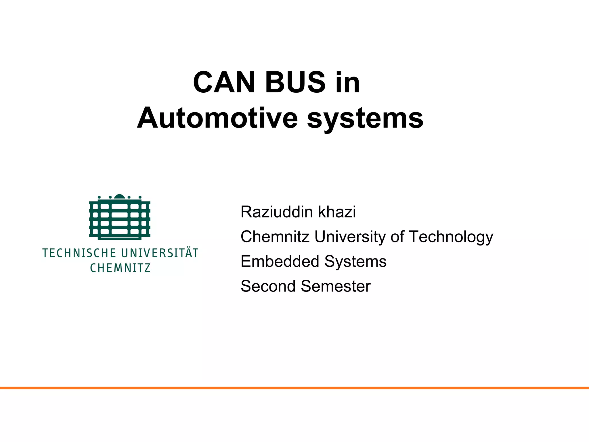 Controller area network (CAN bus) ppt | PPT