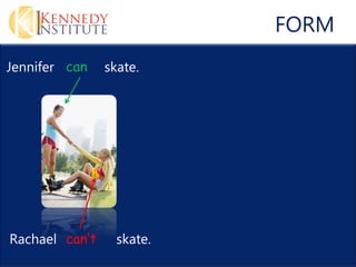 FORM
Jennifer can    skate.




Rachael cant     skate.
 