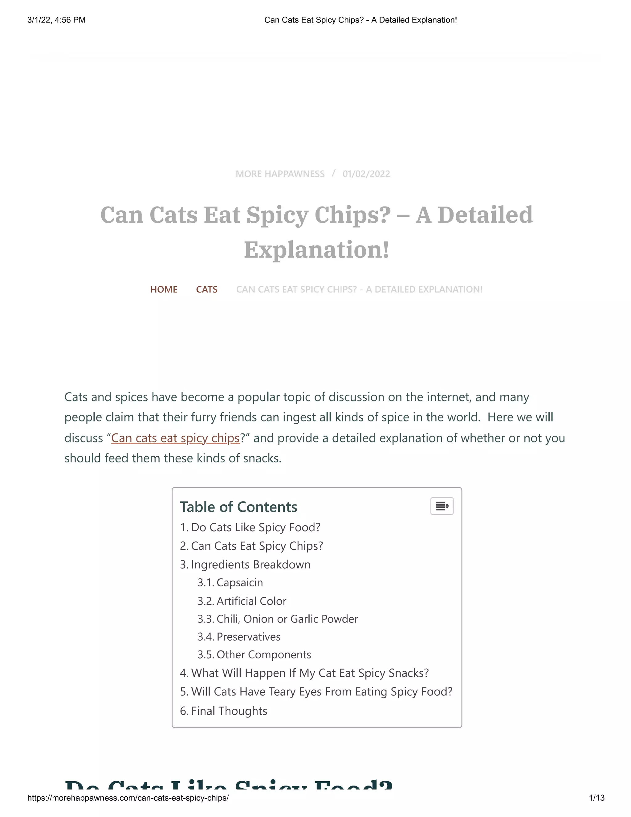 Can cats eat spicy chips A detailed explanation! PDF
