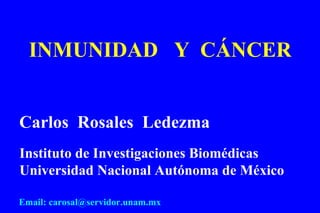 INMUNIDAD  Y  C ÁNCER Carlos  Rosales  Ledezma Instituto de Investigaciones Biom édicas Universidad Nacional Autónoma de México Email: carosal@servidor.unam.mx 