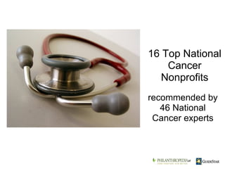 recommended by 46 National Cancer experts 16 Top National Cancer Nonprofits    at 