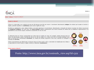 Fonte: http://www1.inca.gov.br/conteudo_view.asp?id=322
 