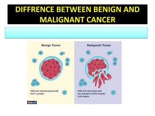 DIFFRENCE BETWEEN BENIGN AND
MALIGNANT CANCER
 