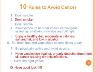 Avoid Cancer Cancer and dietary management | PPTX