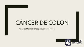 CÁNCER DE COLON
Angeles Melina Blanco pascual. 201607005
 