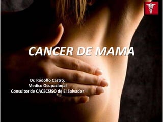 CANCER DE MAMA
          Dr. Rodolfo Castro.
        Medico Ocupacional
Consultor de CACECSISO de El Salvador
 