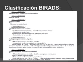 Clasificación BIRADS:
 