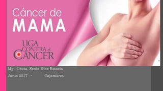 CANCER DE MAMA
Mg. Obsta. Sonia Díaz Estacio
Junio 2017 - Cajamarca
 