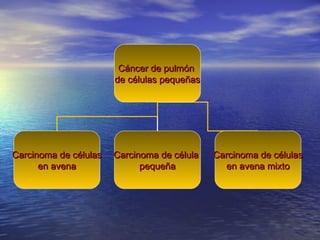 Cáncer de pulmón
                       de células pequeñas




Carcinoma de células   Carcinoma de célula   Carcinoma de células
      en avena               pequeña           en avena mixto
 