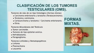 CLASIFICACIÓN DE LOS TUMORES
TESTICULARES (OMS).
FORMAS
MIXTAS.
 