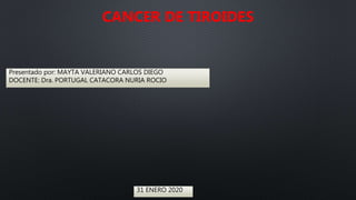 Presentado por: MAYTA VALERIANO CARLOS DIEGO
DOCENTE: Dra. PORTUGAL CATACORA NURIA ROCIO
CANCER DE TIROIDES
31 ENERO 2020
 