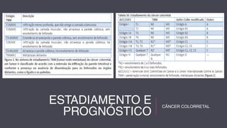 ESTADIAMENTO E 
PROGNÓSTICO CÂNCER COLORRETAL 
 