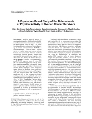    339
Journal of Physical Activity and Health, 2009, 6, 339-346
© 2009 Human Kinetics, Inc.
Background: Regular physical ...