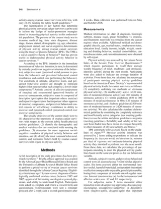 340   Stevinson et al
4 weeks. Data collection was performed between May
and October 2006.
Measurements
Medical informatio...