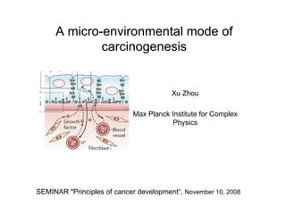 A micro-environmental mode of carcinogenesis Xu Zhou Max Planck Institute for Complex Physics SEMINAR &quot;Principles of cancer development“,  November 10, 2008 