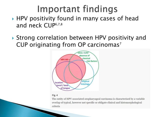 Cancer of Unknown Primary Origin (CUP) and its relation to HPV ...