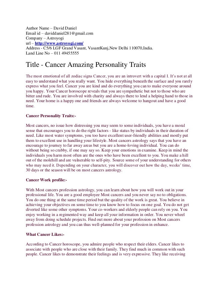 Cancer personality traits Cancer personality traits