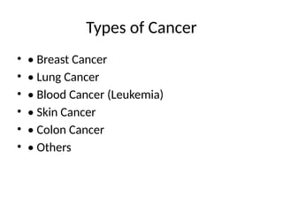 cancer presentation by kainaat download. | PPTX
