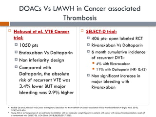 Dvt Cancer Rle Cancer related thrombosis and role of anticoagulants | PPTX
