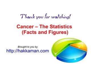 Thank you for watching!
    Cancer – The Statistics
      (Facts and Figures)

     Brought to you by
http://hakkaman.com
 