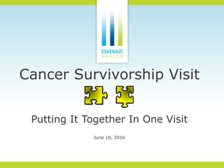 Cancer Survivorship Visit
Putting It Together In One Visit
June 10, 2016
 