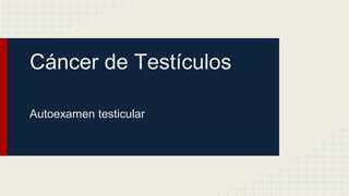 Cáncer de Testículos
Autoexamen testicular
 