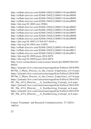Cancer Treatment and Research Communications 27 (2021) 100316