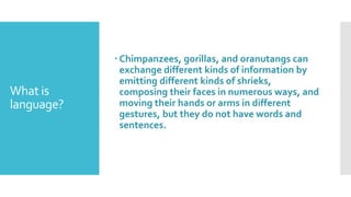 Chimp Language Can chimp learn human language | PPTX