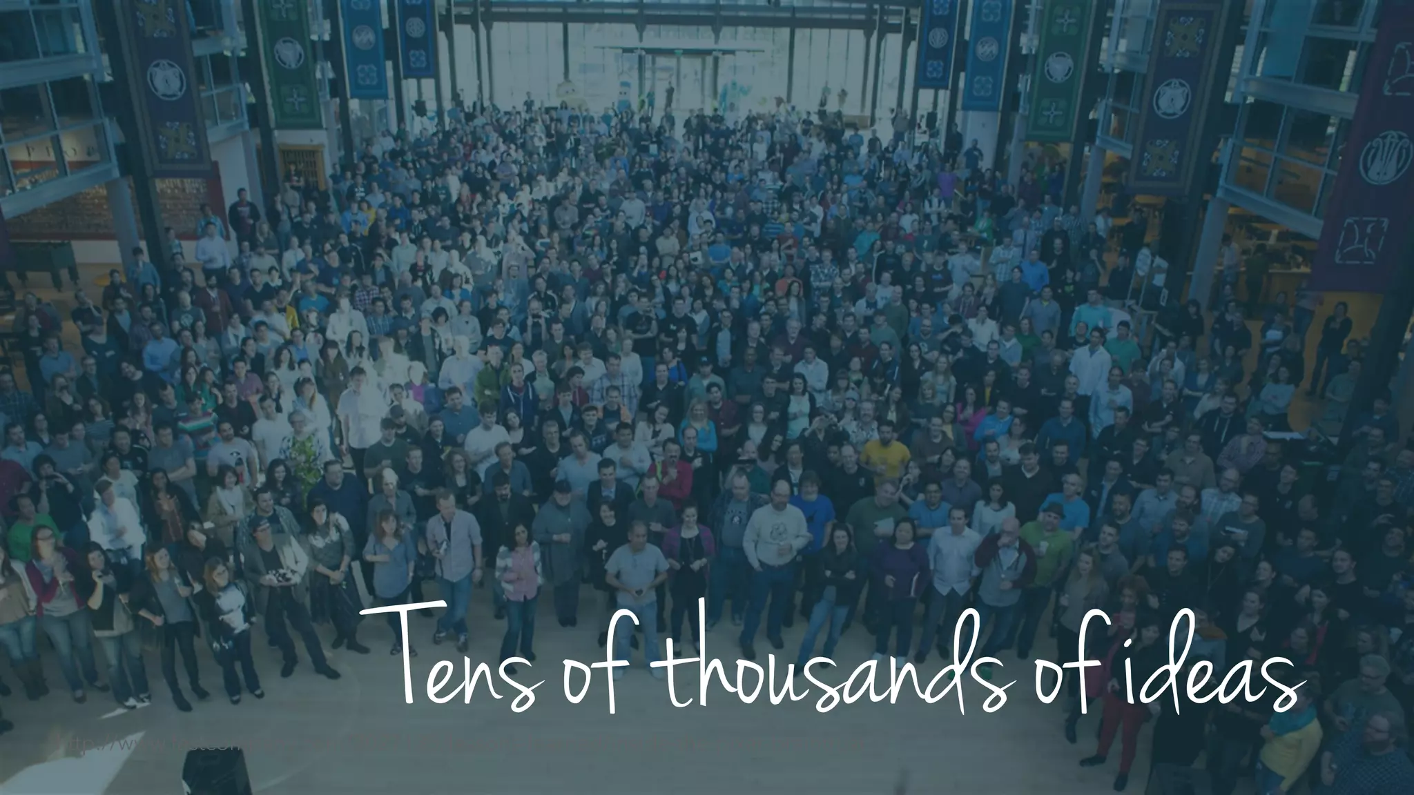 Tens of thousands of ideashttp://www.fastcompany.com/3027135/lessons-learned/inside-the-pixar-braintrust
 