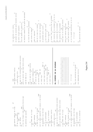 CreatedByeLmUNDOcABEZON©
Pagina234
EE*
quequerescambiardevida
A9A9*
yodelaesperanza
Cm#B9
unmalamigo
A9Fm#
yvostanfragilcomoaquellahojitaque
B9
mepedistequeguarde
E
yhoydebeserlatuya
B9
mipeorenemiga
Fm#A
laquetehechalaculpa
EB9Fm#
pornosaberaguantartusganasylasmias
A
deparpadearunavezmas
E
vosnotepreocupes
B9
queyovoyaintentar
Fm#
quepeguemediavuelta
A
ypateeparaalla
EB9
sequenoesirreversibleesteproceso
Fm#A
peronoquieroquevayahaciaatras
E
yhoydebeserlatuya
B9
mipeorenemiga
Fm#A
laquetehechalaculpa
EB9Fm#
pornosaberaguantartusganasylasmias
A
deparpadearunavezmas
E
vosnotepreocupes
B9
queyovoyaintentar
Fm#
quepeguemediavuelta
A
ypateeparaalla
EB9
sequenoesirreversibleesteproceso
Fm#A
peronoquieroquevayahaciaatras
Cm#B9Fm#Ax4
Cm#B9
ysiesqueeltiempoexiste
Fm#A
yoquierocompartirlo
Cm#B9
sitodoesunafoto
Fm#A
yoquieroestar
Cm#B9
alladotuyo
Fm#A
alladotuyoquieroestar
Cm#B9
enlafotoquieroestar
Fm#A
alladotuyo...
ELCOUNTRYDELASOLEDAD
intro:
e------3-----3-----3-----3---------
b--3/5---3/5---3/5---3/5---3-0-----
g------------------------------2-0-
d----------------------------------
a----------------------------------
e----------------------------------
GFCGx3
GFC
Haylasestrellasmemiran
G
sindemasiadobrillo
losarbolesyelviento
FCG
seponendeacuerdoparahacermecallar
Enestetristepaquete
FCG
solomequedauncigarillo
FCG
mimalditacabezanoteparadeextrañar
FC
Lalunameadvierteuyyyyyyy
G
quenocheteespera
F
comosisupiera
CG
queesloquevaapasar
FC
laslucesdelasventanas
G
seprendenpocoapoco
F
ylosvecinoscomolocos
CG
salenabailar
FCG
alritmo,delcountrydelasoledad
FCG
delcountrydelasoledadnononono
FCG
delcountrydelasoledad
FCG
delcountrydelasoledad
DEmC
seraquenotetengoenfrente
G
paratuslabiosacariciar
DEmC
seraqueentretodalagente
D
yonotepuedoencontrarnonono
GFCGx2
GFC
Losgrillosmecantan
 