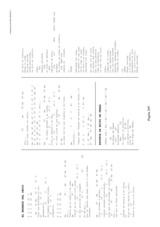 CreatedByeLmUNDOcABEZON©
Pagina269
ELREGRESODELINDIO
FGCD7G7C
FGCD7E7Am
AmE7AmG7CG7C
Traslasmontañaselsol
G7CG7C
desapareció.
FG7CG7C
Unhombrecaminatriste,
G7CG7C
alégrenlo.
FGCD7G7C
FGCD7E7Am
AmE7AmE7AmE7Am
etc...
Vuelveyaelindioasucasa
AmE7Am
Vuelveyaelindioasucasa,
CG7CG7CG7C
eldíagloriosohallegado
FG7CE7Am
E7Ametc...
poruncaminoquepasajuntoalosAndes
nevados.
AmE7AmE7AmE7Am
Ojosenormesypardos,
CG7CG7CG7C
cuerpocansadoarrastrando,
FG7CG7CG7C
piesqueseenriedanencardos,
D7E7AmE7AmE7Am
etc...
vanporlaPunacallando.
F
Cuandoseacercaasuchoza
G7C
alzasuvozhaciaelcielo.
CD7C
Vuelasurezoaloalto,
E7AmE7AmE7Am
etc...
altocualcóndorenvuelo.
AmE7AmE7AmG7CG7CG7CG7C
FG7CG7CG7CG7CD7E7AmE7
AmE7AmE7Am
G7CG7CG7CG7Cetc...
AmE7AmE7AmE7Am
Elindioabrazaasuindia,
CG7CG7CG7C
ellaloabrazaasuvez,
FG7CG7CG7C
elniñolloraensusbrazos,
D7E7AmE7Am
E7Am
laLunaconsuluziluminaalostres.
AmCFCE7Am
Laralala...
(Igualque'Cuandoseacercaasuchoza...')
FG7CCD7CCE7Am
CE7Am,CE7Am...
E7Am,E7AmAmAm
EPOPEYADEEDIPODETEBAS
INTRO:SIm/SOL/MI7/LA7/RE/LA7/RE
REDO
DeEdipodeTebas
SIb7LA7
haciendomemoria
REmDO
oscuentolahistoria
FADOFA
conpenasyglorias,
SIb7DORE
deEdipodeTebas.
Ledijoeloráculo,
Edipotuvida
seponemovida
serásparricida,
ledijoeloráculo.
CORO:
SOL
Seguíadiciendo
SIm
sibienyodetesto
MIm
hablartedeesto,
SImSI7MIm(FA7)(FA#7dos
golpes)
seviene,sevieneunincesto,
SImFA#7SIm
seguíadiciendo.
II
INTRO
Sabiendotalcosa,
supadreelreyLayo
velozcomounrayo
ledijoaunlacayo,
sabiendotalcosa.
Teirásconmihijo
noquieroquecrezca
haztuqueperezca
comoteparezca,
teirásconmihijo.
CORO:
Cumplidalaorden,
elmuydesdichado
conlospiesatados
quedose,quedosecolgado,
cumplidalaorden.
III
INTRO
Ediposalvose
yaLayomatolo,
peleándoloélsolo
alcieloenviolo,
Ediposalvose.
 
