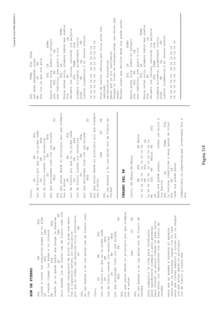 CreatedByeLmUNDOcABEZON©
Pagina318
SONDEFIERRO
SOLREMIm
cuandoaveceslasangustiaspeganenelalma
DOSOLLAm
ycuandolleganlasdudasatucorazon
RESImMIm
cuandoyanoquedanadiequepongalaespalda
DOLAmRE
soloquedanlosdefierrotandefierrocomovos
ycuandocualquieradeellostepidaunamano
vasajugartelaenterasinbasilacion
porqueentodaslasbatallasellosestuvieron
DORE
SOL
enlasbuenasyenlasmalastandefierrocomo
vos
Coro:
DORESOL
sondefierroporquenotepidennada
DOREMIm
sondefierrocuandolosnecesitas
DOREMIm
porqueentiendentodoconunamirada
MImREDO
SOL
porqueestandesdeelprincipioporquesiempre
vanaestar
LAmDORE
SOL
enlasbuenasyenlasmalassondefierrode
verdad
paracompartirlavidaparacelebrarla
paraagradecerlesiempreyparaperdonar
paraofrecerunabrazocuandotehacefalta
hayestanlosimportanteslosdefierrode
verdad
esosquesequedanahacerteelaguante
(esosqueteextrañancuandovostevas)
esosquellevasadentroycorrenportusangre
losqueestandesdeelprincipio
losdefierroynadiemas
Coro:
DORESOL
sondefierroporquenotepidennada
DOREMIm
sondefierrocuandolosnecesitas
DOREMIm
porqueentiendentodoconunamirada
MImREDO
SOL
porqueestandesdeelprincipioporquesiempre
vanaestar
DORESOL
sondefierroporquenotepidennada
DOREMIm
sondefierrocuandolosnecesitas
DOREMIm
porqueentiendentodoconunamirada
MImREDO
SOL
porqueestandesdeelprincipioporquesiempre
vanaestar
LAmDORE
SOL
enlasbuenasyenlasmalassondefierrode
verdad
VERANODEL98
Intro:REREsusREREsus
RESOLREREsus
lalaralaralalalalara
RESOLLA
lalaralaralalalalarala
RESOLREREsusRESOL
LA
Nadanospuedepasar,todaslasbicis&
losbarcos
SOLLAFA#mSIm
laternuraindefinida&esasganasdevolar
SOLMILA
nadanospuedepasar
Compartimoslaesperanza,queinventamosdíaa
día
SOLFA#mSImSOLm
sonesaspequeñascosas
RELARE
esaluzlaquenosguía
SOLLAFA#m
Nuncaestassola,somoselrefugio
SImSOLRELA
eseremolino,esegustoario
SOLLAFA#m
Nuncaestassolo,siemprehabrámassueños
SImMILA
abramoslasjaulas,cantaránlospajaros
SOLFA#mSIm
Siemprevolvemos,prometemoscielos
SOLmRELARE
nuevosjuramentos&elveranoeterno
lalaralaralalalalara
lalaralaralalalalarala
Riosdenuevoscaminos,queotrospieshan
caminado
ex-secretosescondites
penasqueyanoslastimaron
Aunqueelotoñoseacerque,tengoaúnmuchoque
andar
MuchascosasquedecirteNadanospuedepasar
SOLLAFA#m
Nuncaestassola,somoselrefugio
SImSOLRELA
eseremolino,esegustoario
SOLLAFA#m
Nuncaestassolo,siemprehabrámassueños
SImMILA
abramoslasjaulas,cantaránlospajaros
SOLFA#mSIm
Siemprevolvemos,prometemoscielos
SOLmRELARE
nuevosjuramentos&elveranoeterno
lalaralaralalalalara
lalaralaralalalalarala
 