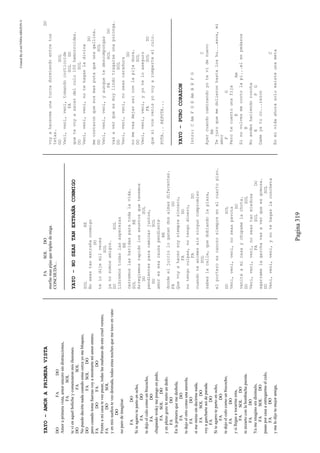 CreatedByeLmUNDOcABEZON©
Pagina319
YAYO–AMORAPRIMERAVISTA
DOFADO
Amoraprimeravista,amorsincerosindistracciones,
FASOL
tevienaquelbolicheycomenzaronmisilusiones.
DOFASOL
Nopuedodecirtenadacuandoestascercayomebloqueo,
DOFASOLDO
perocuandotomefuerzasvoyamostrartemiamorentero.
FADOFADO
Frenteamicasateveopasar,todaslasmañanasdeestecruelverano,
FADOSOL
yenmissueñosteveodesnuda,todasestasnochesquemetocoenvano
DO
noparodeimaginar.
FADO
Siteagarrotepartoenocho,
FADO
tedejoelculocomounbiscocho,
FADO
chupandowiskymepongoenpedo,
FASOLDO
yenplenogozotemetoundedo.
FADO
Enlaprimeraquemedesbola,
FADO
tedejoelortocomounaaureola,
FADO
simemirassindecirmenada,
FASOLDO
voyagarcharteasideparada.
FADO
Siteagarrotepartoenocho,
FADO
tedejoelculocomounbiscocho,
FADO
ysillegasatocarmeesta,
FASOLDO
teenzartoconlabombachapuesta.
FADO
Yameimaginosindisimulo,
FASOLDO
pasasporcasaaentregarmeelculo,
FADO
ymelodijotumejoramiga,
FASOLDO
morfasmaspijasquetriplesdemiga.
CONCHUDA...
YAYO–NOSEASTANEXTRAÑACONMIGO
SOLRE
Noseastanextrañaconmigo
DO
telodijemilveces
SOL
yanosomosamigos.
DOSOL
Libremostodaslasasperezas
RE
cerremoslasheridasparatodalavida.
SOLRE
Arreglemosrapidolosasuntosquetenemos
DOSOL
pendientesparacaminarjuntos,
DOSOL
amoresesacausapendiente
RE
dondeeljuiciologanandosalmasdiferentes.
FADO
Quevoyahacersoysiempresincero,
FADO
notengoculpas,notengodinero,
FADO
cuandoteanimessinninguncompromiso
SOL
sabeslacalle,quedoblandolaplaza,
elporteroescanozosiempreenelcuartopiso.
DOSOL
Veni,veni,veni,noseaspavota
DO
veniteamicasaychupamelachota.
DOSOL
Veni,veni,veni,noseastanmiedosa
FASOLDO
agarramelagarchavasaverqueesgomosa.
DOSOL
Veni,veni,veni,ynotehagaslaconcheta
DO
voyahacermeunaturcadurmiendoentretus
tetas.
DOSOL
Veni,veni,veni,tomandocorticoide
FASOLDO
quetevoyasacardelculo100hemorroides.
DOSOL
Veni,veni,veni,notehagasladivina
DO
mecontaronquesosmasputaqueunagallina.
DOSOL
Veni,veni,veni,yaunquetedescompongas
FASOLDO
vasaverqueesmuylindotragarseunaporonga.
DOSOL
Veni,veni,veni,noseascaradura
DO
nomevasdejarasiconlapijadura.
DOSOL
Veni,veni,veni,yyoteloaseguro
FASOLDO
quesivosvenisyovoyaromperteelculo.
PUTA...REPUTA...
YAYO–PUROCORAZON
Intro:CAmFGEAmBEFG
C
Ayercuandocaminandoyotevidenuevo
Am
Tejuroquemedolieronhastaloshu...esos,mi
amor
FG
Perotecuentounafija
EAm
Sinovolvesmecortolapi...elenpedazos
B
Noandeshaciendoroncha
EFG
Dameyatuco...razon
C
Enmividaahorasoloexisteunameta
 