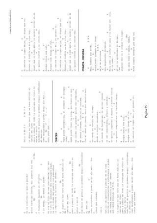 CreatedByeLmUNDOcABEZON©
Pagina35
G
Elseresistíanoqueríaperder
G
quisohacerlesfrente,muyingenuotalvez
BbCGBb-
F
yenseguidasacaronunrevolver
BbCD
Ylodemás,lodemáslosabés
Noeraelhijodeesepresidente,talvez
notuvoelsindicatodelfotografoaquel
noseolvidendelpueblosinpancartas
loimportantealahoradevender
GBbC
Lodignoestancaroquesehacedificilel
BbC
caminodelbien
GBb
peroapesardetodolaconsignaesvivirno
CBbC
mataromorir
GBb
huerfanosdepatrianopodemosseguirconfinados
C
aldestino
EbF
comoresignadosapoderdecirsinmás...Son
D
cosasquesuceden
Intro
Gatilloobligatorioapedidodeunjuez
suicidiosconvenientesaestrategiaypoder
unabombamediáticaynostienen
aterradosmirandolaT.V.
Lodignoestancaroquesehacedificilel
caminodelbien
peroapesardetodolaconsignaesvivirno
mataromorir
huerfanosdepatrianopodemosseguirconfinados
aldestinoG
comodesignadosapoderdecirsinmás...Son
cosasquesuceden
Solo:GBbFCGBbFD
Lodignoestancaroquesehacedificilel
caminodelbien
peroapesardetodolaconsignaesvivirno
mataromorir
huerfanosdepatrianopodemosseguirconfinados
aldestino
comodesignadosapoderdecirsinmás...
GBbFC....
Ahhhahhhahh.....
CRECER
DAGA
Papápuedearreglarlo,elsiempreloarregla
todo,
DAGA
mamápuedetraerlaluna,quebuenoesque
DAG
mecuidenlosgrandesquieroesocomprame,
ADAG
enandasllevame,historiascontame.
BGABGA
Conelañosyocrecí,solopordecirloasí.
DA
Viviendoencontradeltiempo
GA
atadoaviejosrecuerdos
DAGA
unmundodefantasías,noquierocrecer
DAG
niserresponsable,seguroyestable.
ADA
Yoquierojuguetesydulcesybuenostratos
GA
noquierocompromisosnihacermecargo.
BGA
Aunquenuncaseaasí.
BGA
Aunquetodotengaunfin.
DBGA
Siexisteunlugarasí,yoquieroir.
DBGA
Siexisteunlugarmejor,nodigasqueno.
DB
Quieroelbrilloenmisojoshoy,
DBGB
igualquelotuveayer,yoquierovolveratrás
GBA
yoquierovolverynocrecermás.
BGA
Aunquenuncaseaasí.
BGA
Aunquetodotengaunfin.
DBGA
Siexisteunlugarasí,yoquieroir.
DBGA
Siexisteunlugarmejor,nodigasqueno.
DB
Quieroelbrilloenmisojoshoy,
DBGB
igualquelotuveayer,yoquierovolveratrás
GBA
yoquierovolverynocrecermás.
CUANTACERVEZA
EEBA
Hey,hombrequeestás,
AB
trabajandosiempresincesar
EEBA
dejadeaccionar
AB
esamaquinariainfernal.
AEAE
Miracomolanochesepasaytumujerestsola
entucasa.
AE
sinoteapresurasenllegar,
C#mB
alguienmásvaaocupartulugar.
EC#m
YADEJATODOYVAMOS,VAMOS,
AB
MIRACUANTACERVEZAQUEHAYAHI
 