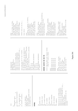 CreatedByeLmUNDOcABEZON©
Pagina366
A+G
A
Trabajamosduro,
GEA
pornuestrocrecimiento
A
silaespaldaduele,
GEA
elcorazóncontento.
Yyanoimporta
adondevosllegas
algunascosas
nosearreglandesdearriba
searreglanaca.
CRUEL
La
Unmundocruel
Sol
unanochecruel
Do
unaciudaddormida
Mi
ysinsueños
La
unbesofinal,
Sol
sonrisaydespués
Do
tevasalejando
Mi
sinremedio.
Nuncatevíenningúnaviso
nuncatevíenlatelevisión
nuncatevíenningúndiario
nuncanuncanuncaescuchétuvoz...
Lavanturazón
quemantucorazón
laúnicaaventuraesver
colores.
Tedespertaré
despertameya
deestapesadilla
deilusiones.
Nuncatevíenningúnaviso
nuncatevíenlatelevisión
nuncatevíenningúndiario
nuncanuncanuncaescuchétuvoz...
Unanochemasyanovoyadormir
entusbrazos.
Noséquemetomo,nosédondeestoy
noséhaciadondevanmispasos
Querarayvacíaydesiertayperdida
estálaavenidahoy
querarayvacíaydesiertayperdida
estás...
Lalalala
lalalala
somosfantasmaspeleándole
alviento
Lalalala
lalalala
somosfantasmaspeleándole
alviento.
DESDELEJOSNOSEVE
Intro:RemFaMim7La7(Cuatroveces)
SOLmDO7(Cuatroveces)
SOLm
Desdelejosnoseve
Desdelejosnoseve
Desdelejosnoseve
Desdelejosnoseve
SOLm
Arriba,Arriba,Arriba,
Quesetevalavida,
Eldía,Eldía,
Quesevalasopa,
Nifríalasopa,
Quesetevaelbondi,
Quelacombiseva.
SOLm
Vida,laVida,laVida,
LaVidaembrutecida,
Canalla,Torcida,
Abrazaenloquecida,
Ynohayquienlapare,
Avanzaconvencida
Sobrelagranciudad.
Desdelejosnoseve...
ComoIntro
SOLm
Lagente,lagente,lagente,
Caminamuydemente,
Calientelagente,
Arañaquenosiente,
Calientelatumba,
Parecequeestebaile,
Eselquesebailaacá.
SOLm
Ydecía,decía,decía,
Unaboquitaamiga,
Megustaquemediga,
Quesobranpoliciasenlaheladería,
Mientrashundíaensuboca
Lafrutillavirtual.
SOLm
Cansado,porreado,cansado,
Tiradoenuncostado,
Acostadohacostado,
Bastantealcoholizado,
Alisado,lisiado,
Mirandocuantapierna
Sequisieramostrar.
SOLm
Ycaía,ycaía,ycaía
Enlaexperienciamía,
Nenamía,
Dehaberteconocido,
Amadoyperdido
comounasirena
quedespuésvuelvealmar
 