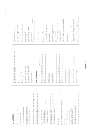 CreatedByeLmUNDOcABEZON©
Pagina375
LOSMOCOSOS
B
Enlatirradelruidoy
D
Laprostitución
AB
Ylascallesmugrientas
Conmercadoshambrientos
Queperforanlaestación
Comolargasculebras
BD
Losmocosossetrepanysevanhaciaelsol
AB
Enlostrenesdepiedra
Losmocosossetrepanysevanhaciaelsol
Enlostrenesdepiedra
Enlatierradelvino
Yladrogadicción
Yloshijosnegados
Policíasmendiganalpeorinfractor
Ylebesanlamano
Losmocosossetrepanysevanhaciaelsol
Enbolsitasdenylon
Losmocosossetrepanysevanhaciaelsol
Enbolsitasdellanto.
AE
Nanano
DA
Nomedejesolvidarestacanción.
AE
Nanano
D
Nomedejesolvidarla
ElpequeñoBigBeng
Cuentapiedrasrojizas
Comogotasdesangre
Mepreguntoporqueesagentenove
Destrásdelosventanales
Losmocosossetrepanysevanhaciaelsol
Abuscarasusmadres
Losmocosossetrepanysevanhaciaelsol
Abuscarasusmamás
BD
Creísteestar
AB
Ensulugar
Vasaestarensulugar
Creísteestarensulugar
Vasaestarensulugar
Enlatierra...
LUZDEMARFIL
e|-------2----------|---0-3-2--0-------
b|----------3h4p3--1|-3----------3-----
g|-----2------------|---------------2-2
d|(0)---------------|------------------
a|------------------|------------------
|-2---------|
|----3------|
|-------2-2-|
|-----------|
|-----------|
e|-------2----------|---0-3-2--0-------
b|----------3h4p3--1|-3----------3-----
g|-----2------------|---------------2-2
d|(0)---------------|------------------
a|------------------|------------------
|-2---------|----||
|----3------|----||
|-------2-2-|-0--||
|-----------|---4||
|-----------|----||
EBmDF/EBmDFArpegiando
E7sus4*E(F)**
EBm
Luzdemarfil
DF
demarfilsuperdelgado
EBm
tepartirás
DF
cuandotodohayaacabado
EBm
hoysostenés
DF
esaluzenlamirada
EBm
luzdemarfil
DFE7sus4*
todolodemásnoesnadaaaaa.
E(F)X4
EBm
Cambialapiel
DF
yladejaenelespejo
EBm
debeseguir
DF
dándoleduroyparejo.
EBm
Novaacambiar
DF
aunqueelboboselopida
EBm
luzdemarfil
DFE7sus4*
yasetrepanlashormigaaaaaas.
ESTRIBILLO
EA
Lasmontañaspuedenacercarse,
DA
cuandoeldía,sedeshace
EA
vítusojosconelfuegoenfrente,
 
