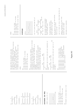 CreatedByeLmUNDOcABEZON©
Pagina382
FG
Muydespacito
D
volareeeeeee
FG
Sobreelabismo
volareeeee...
DD
Uoooooooo,Uoooooo
AmAm
Uoooooooo,Uooooooo
CC
Uoooooooo,Uooooooo
DD
Ayayayayayayayayyy
FG
Muydespacito
D
volareeeee,
FG
sobreelabismo
D
volareeeee,
OLVIDATE(YAVES)
INTRO(sobreB7)x8
e|---------------|
B|---------------|
G|---------------|
D|-----5p7p3-----|
A|-2-2-------2-2-|
E|---------------|x4
B7
Yaves,esotedigo
yaves,nenacuandoteolvidas
yaves,cariñomio
yaves,asilacosavamal
B7
Olvidastelaplumanegrayroja
esaqueteníaunanzuelosinusar
olvidastelaserpientesilenciosa
esaquequizomordermeylatuvequeencerrar
Olvidastetucamisadesgarrada
yesetrajetanextrañoenmiplacard
Olvidastenenaencasacasitodo
olvidastecasitodoperonenaquieromas
INTRO
B7
Yaves,esotedigo
yaves,nenacuandoteolvidas
yaves,cariñomio
yaves,asilacosavamal
B7
Olvidasteloszapatosdeltrabajo
esosblancoscontacosquedanvueltalamirada
Olvidasteencadanocheturecuerdo
undejarteverdormida,unalagrímaenmi
almohada
Olvidasteunafotocontusojos
ciegaburbujahizohollínenmiterraza
distevueltasybailasteelremolino
temirémientrasteibasdemicasa
F#A#m
Tehacebien,corazonloco
E
A#
depensarqueolvidotodoestoporquererteun
poco
F#A#m
Tehacebien,casinada
EA#
depensarqueolvidotodoestopa'quenola
olvidara
Yaves...
B7
Ellatienetodo...ellatienetodo
ellatienetodo...ylospantalones
ellatienetodo...noescucharazones
ellatienetodo...rompecorazones
ellatienetodo...yomeestoycansando
ydigo...¡paráunpoco!
INTRO
B7
Yaves,esotedigo
yaves,nenacuandoteolvidas
yaves,cariñomio
yaves,asilacosavamal(bis)
PISTOLAS
Intro:
E---------------------
B---------------------
G--6------6-6---------
R---774747-7-774747---
A------------------7--
E---------------------
[La]x8[SolmRebRemFa]x2
SolmReb
Tantotantotecuidabas
DomFa
yahoraestásconfinada
solmRebDomFa
Nadietefueaver
Meacuerdocuandobailabas
meacuerdoquenimirabas
nuncaentendibien.
Unescotequetermina
cuandoempiezalacaida
deunotariosinred
Notesalvoeldíaenquesalías
discutíanyelbotón
tiróyyaves
[La]x4+RiffdeIntro[SolmRebDomFa]x2
Cementosalientealpisorosa
laparedquetehizo
aullarcomounbebe
Jubiladosdeunderecho
 