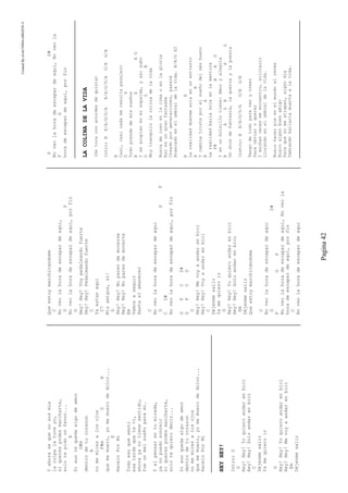 CreatedByeLmUNDOcABEZON©
Pagina42
Yahorasequenososmia
laculpalatuveyo,
siquerespodesmarcharte,
solotepidounfavor...
A
Siauntequedaalgodeamor
G#m
dentrodetucorazon
A
nomemiresalosojos
F#mDB
quememuero,yomemuerodedolor...
E
HaceloPorMi
Todoesoquesenti
esatardequetevi,
ahorayanotienesentido,
fueunmalsueñoparami.
Yalpensarentumirada,
yanopuedosonreir
siquerespodesmarcharte,
solotequierodecir...
Siaunquedaalgodeamor
dentrodetucorazon
nomemiresalosojos
quememuero,yomemuerodedolor...
HaceloPorMi
HEYHEY!
Intro:D
G
Hey!Hey!Yoquieroandarenbici
Hey!Hey!Soloandarenbici
C
Déjenmesalir
Yamequieroir
G
Hey!Hey!Yoquieroandarenbici
Hey!Hey!Mevoyaandarenbici
Em
Déjenmesalir
Queestoymarchitandome
C
Noveolahoradeescapardeaqui,
DG
Noveolahoradeescapardeaqui,porfin
G
Hey!Hey!Voypedaleandofuerte
Hey!Hey!Pedaleandofuerte
C
Yaestanaqui
C7
Misamigos,si!
G
Hey!Hey!Noparendemoverse
Hey!Hey!Noparesdemoverte
Em
Vamosaseguir
Hastaelamanecer
C
Noveolahoradeescapardeaqui
DGF
CD#
Noveolahoradeescapardeaqui,porfin
GFCD#
GFCD
G
Hey!Hey!Mevoyaandarenbici
Hey!Hey!Voyaandarenbici
C
Déjenmesalir
Yamequieroir
G
Hey!Hey!Yoquieroandarenbici
Hey!Hey!Soloandarenbici
Em
Déjenmesalir
Queestoymarchitándome
C
Noveolahoradeescapardeaqui
DD#
FGF
Noveolahoradeescapardeaqui,Noveola
horadeescapardeaqui,porfin
C
Noveolahoradeescapardeaqui
DD#
Noveolahoradeescapardeaqui,Noveola
FG
horadeescapardeaqui,porfin
LACOLINADELAVIDA
(Setocaconacordesdequinta)
Intro:BE/A/G/D/AE/A/G/D/AG/BG/B
B
Casi,casinadameresultapasajero
DG
Todoprendedemissueños
BEAG
Yseacoplanenmiespalda,yasísubo
DGB
Muytranquilolacolinadelavida
Nuncamecreoenlacimaoenlagloria
Esoesungranfantasma
Creadoporgeneraciones,pasará
Atascadoenelumbraldelavida.B/A/GX2
BE
Larealidadduermesolaenunentierro
AB
Ycaminatristeporelsueñodelmásbueno
BA
Larealidadbailasolaenlamentira
F#BAG
Yenunbolsillotiene:Amoryalegría
BAGBAG
Undiosdefantasía,laguerraylapoesía
Instru:BE/A/G/D/AG/BG/B
Tengodetodoparaverycreer
Paraobviaroquerer
Ymuchasvecesmeencuentro,solitario
Llorandoenelumbraldelavida.
Buscohacerpieenelmundoalrevés
Buscoalgúnbuenamigo
Paraquenomeatrapen,algúndía
Temiendohallarlamuertaalavida.
 