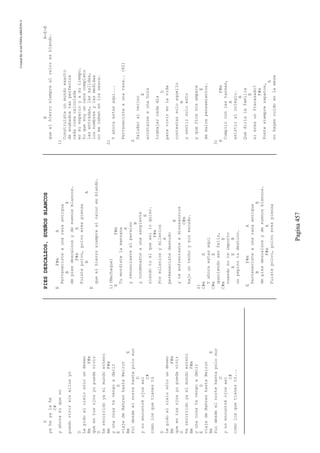 CreatedByeLmUNDOcABEZON©
Pagina457
D
yaheyalahe
C#
yahorasíqueno
puedovivirsinellosyo
D
Lepidoalcielosóloundeseo
BmF#m
queentusojosyopuedavivir
D
herecorridoyaelmundoentero
BmF#m
yunacosatevengoadecir
ED
viajedeBahrenhastaBeirut
BmE
fuídesdeelnortehastapolosur
D
ynoencontréojosasí
C#
comolosquetienestú
D
Lepidoalcielosóloundeseo
BmF#m
queentusojosyopuedavivir
D
herecorridoyaelmundoentero
BmF#m
yunacosatevengoadecir
ED
viajedeBahrenhastaBeirut
BmE
fuídesdeelnortehastapolosur
D
ynoencontréojosasí
C#
comolosquetienestú...
PIESDESCALZOS,SUEÑOSBLANCOS
EF#mA
Pertenecisteaunarazaantigua
BE
depiesdescalzosydesuenosblancos.
F#mA
Fuistepolvo,polvoerespiensa
BA
E
queelhierrosiemprealcaloresblando.
1)(Machaque)
EF#m
Tumordistelamanzana
A
yrenunciastealparaiso
B
ycondenasteaunaserpiente
E
siendotuelqueasiloquiso.
F#m
Pormileniosymilenios
A
permanecistedesnudo
B
yteenfrentasteadinosaurios
C#m
bajountechoysinescudo.
2)
C#mE
Yahoraestasaqui
C#mE
queriendoserfeliz,
C#mE
cuandonoteimporto
AEB
unpepinotudestino.
EF#mA
Pertenecisteaunarazaantigua
BE
depiesdescalzosydesuenosblancos.
F#mA
Fuistepolvo,polvoerespiensa
BA-E-B
queelhierrosiemprealcaloresblando.
1)
Construisteunmundoexacto
deacabadostanperfectos
cadacosacalculada
ensuespacioyasutiempo.
Yoquesoyuncaoscompleto
lasentradas,lassalidas,
losnombresylasmedidas
nomecabenenlossesos.
2)
Yahoraestasaqui...
Pertenecisteaunaraza..(X2)
D
Saludaralvecino
E
acostarseaunahora
trabajarcadadia
D
paravivirenlavida
contestarsoloaquello
B
ysentirsoloesto
yqueDiosnosampare
E
demalospensamientos.
3)
EF#m
Cumplirconlastareas,
A
asistiralcolegio.
B
Quedirialafamilia
E
sieresunfracasado?
F#m
Pontesiemprezapatos,
A
nohagasruidoenlamesa
 